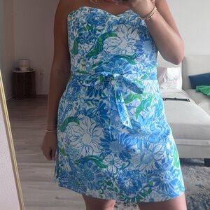 Lilly Pulitzer Kylo Skirted Romper “blue suns out” print